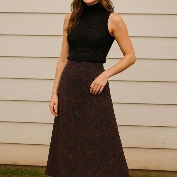 Notations Women's Paisley Western Boho Soft Brushed Midi Skirt - Picture 2 of 8